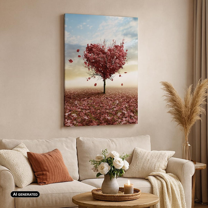 Bilder auf Leinwand Abstraktion Herbst Baum Blatt Leinwandbild mit Rahmen 45x80cm Wandbilder Dekorat