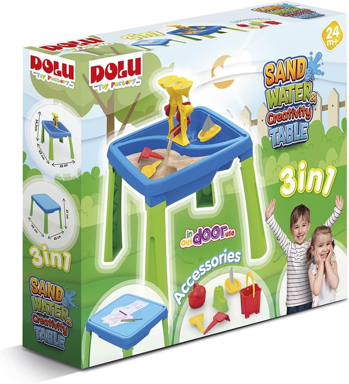 DOLU Sand und Wasser 3-in-1-Kreativit�tstisch ab 2 Jahren, Gartenspielzeug, Wassertisch f�r Kinder,