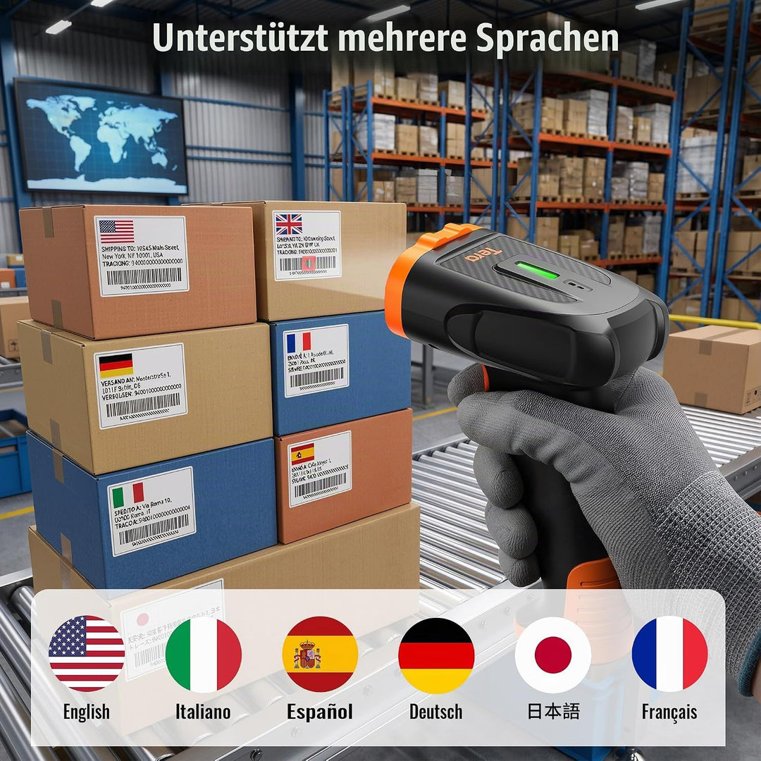 Tera 1D 2D QR Barcode Scanner Kabellos mit Bluetooth: 2200 mAh Lithium-Polymer Akku 2.4G Wireless &amp;