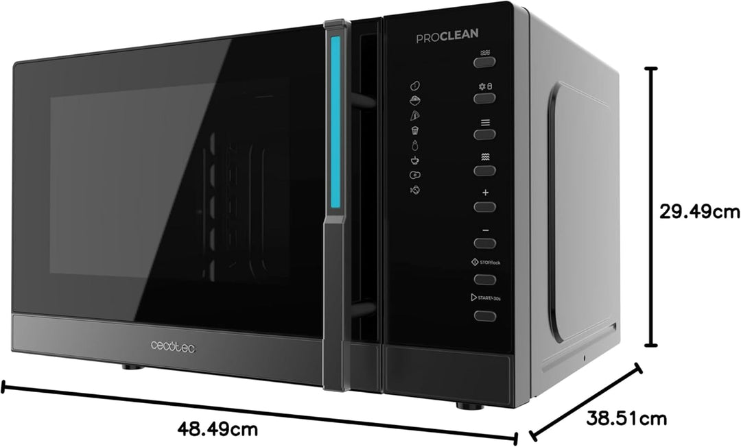 Cecotec Proclean 5130 Digitale Mikrowelle mit Grill, 23 l, 800 W und 1000 W Grill, Gleichmässiges Ko