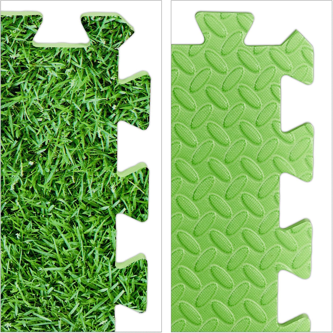 Relaxdays Bodenschutzmatte mit Motiv, 60x60 cm, 8 Puzzlematten mit Rand, Eva, 3m² Fläche, Kinder, Po