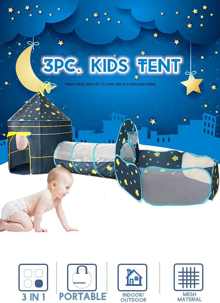 Benebomo Spielzelt mit Tunnel, 3 in 1 Spielzelt, bällebad mit Tunnel,krabbeltunnel mit Zelt,Gartensp