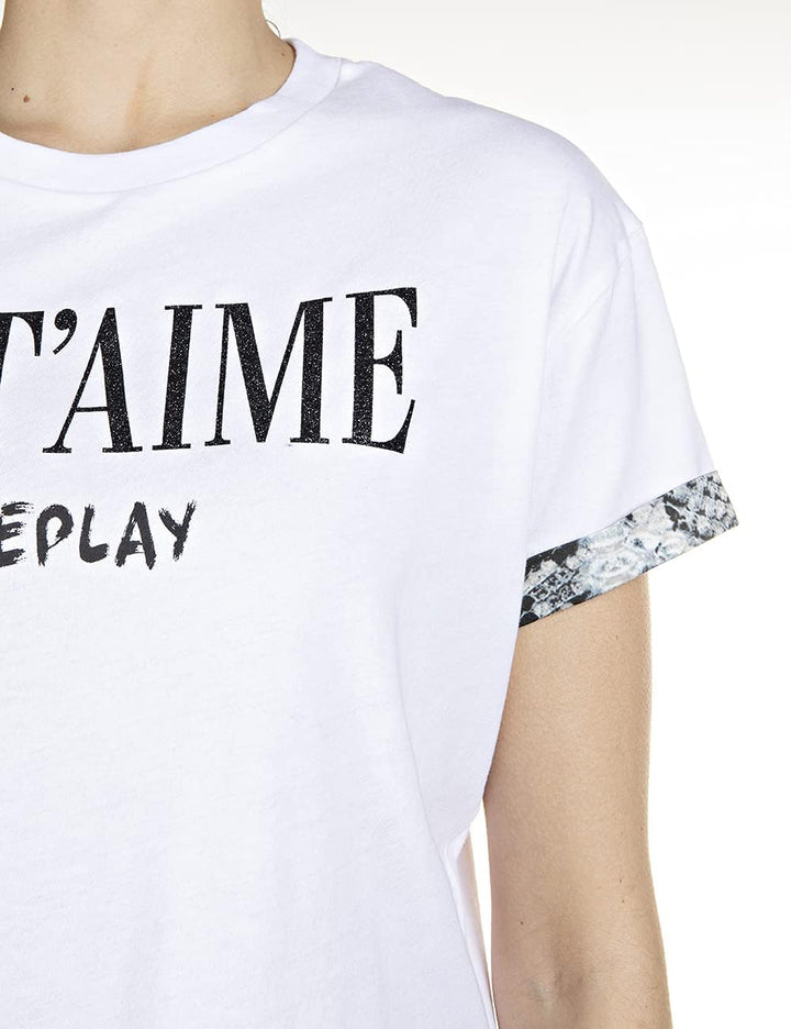 Replay Damen T-Shirt S Weiss (001 White), S Weiss (001 White)