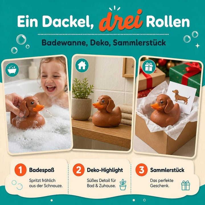 MIJOMA Bade-Dackel – Lustige Dackel-Badeente aus Vinyl – Geschenkidee für Dackelfans – Originelle Qu