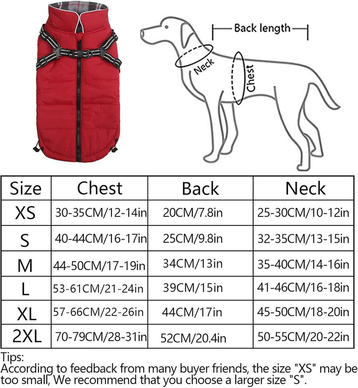 Pethiy -Super Warm Hunde wintermäntel mit Geschirr, Hundejacke mit Innenfleece, Wasserdichte Kleine