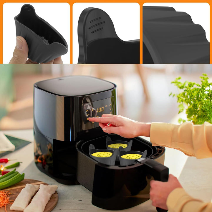 Silikonform Heissluftfritteuse, 4 Packungen ei Formen Kuchenform für Heissluftfritteuse, Airfryer Zu