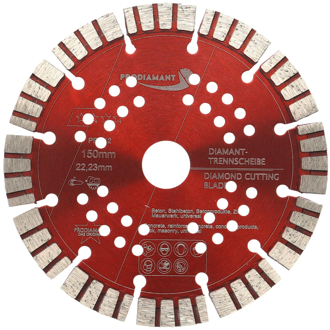 PRODIAMANT Turbo Diamant-Trennscheibe Beton 150mm x 22,23 mm Segmenthöhe 12mm 150/22,23mm, 150/22,23