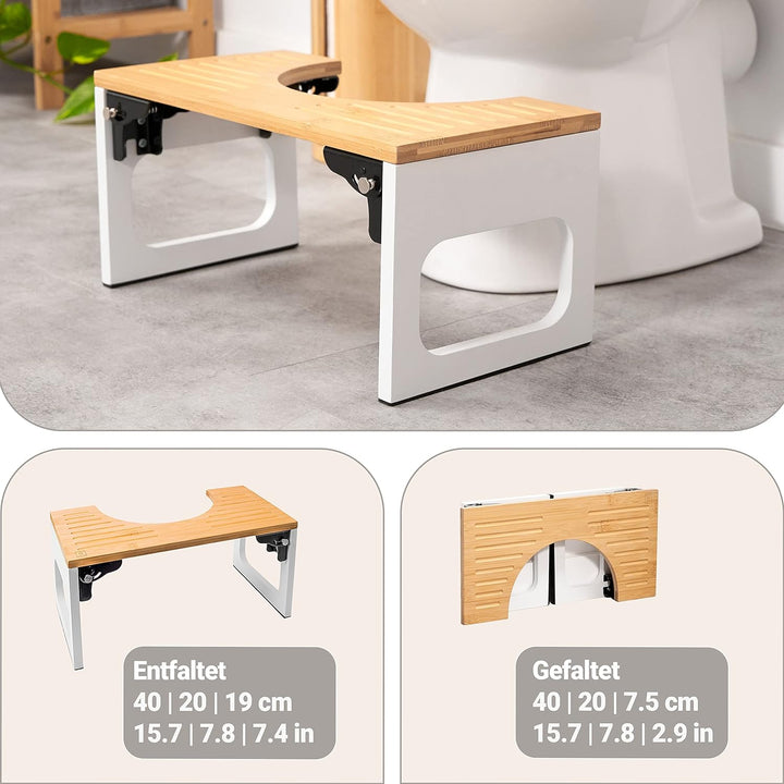 BENKSTEIN Toilettenhocker Erwachsene - Toilettenhocker Holz - Klohocker Toiletten Hocker - WC Hocker