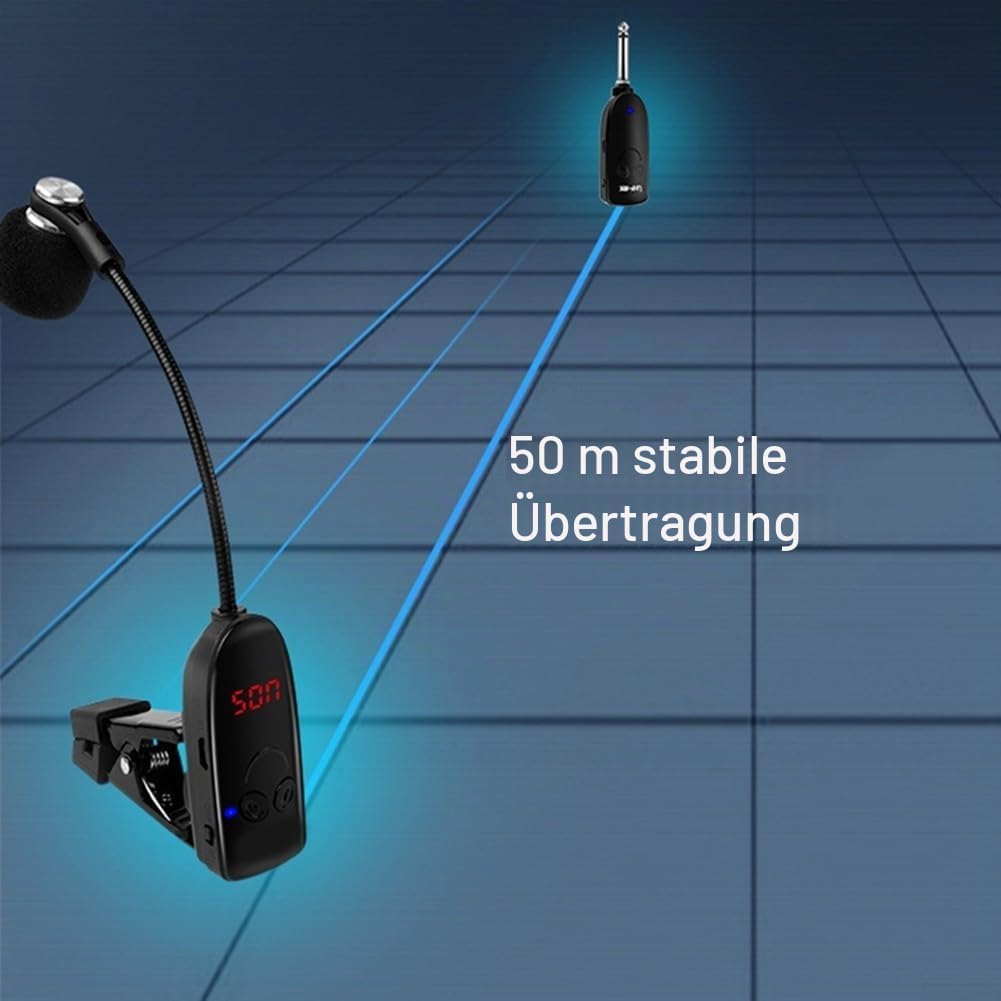 UHF Wireless Instruments Mikrofon, Saxophon Mikrofon, Drahtloser Empfänger und Sender, für Saxophon