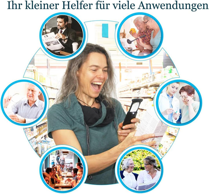 EasY Magnifier Taschen Lupe 3fach mit LED Licht; Kleine Leselupe Lesehilfe für Senioren, Mini Handlu