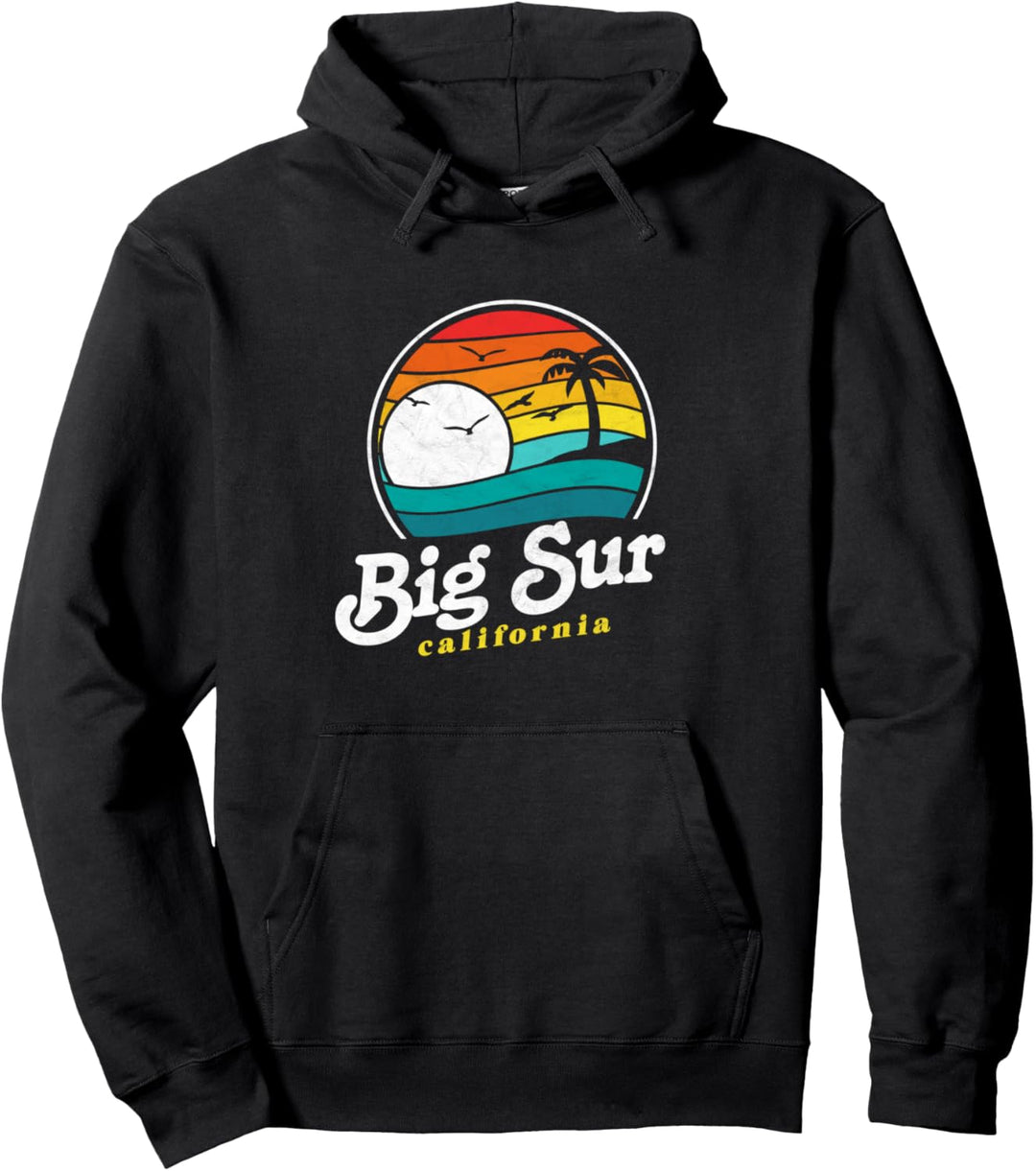Retro Eighties Big Sur California Surf Graphic Pullover Hoodie