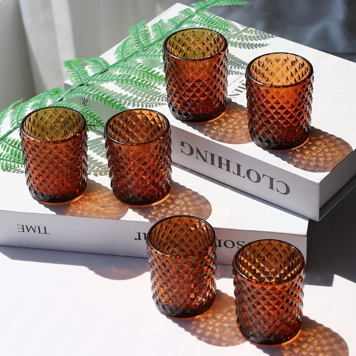 Vohocandle 12 Stück Teelichtgläser im Vintage-Stil, Teelichthalter aus Glas für Hochzeitstischdekora