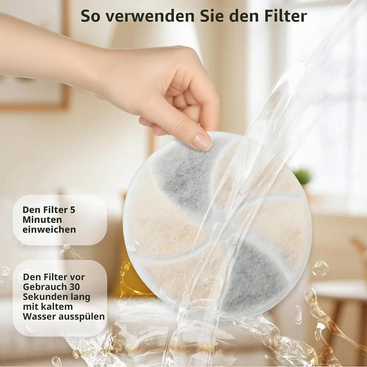 W09S Filter, 6 Stück für Trinkbrunnen für Katzen und Hunde | Rund, 0.8×11×11 cm, Enthält 6 Stück Pum
