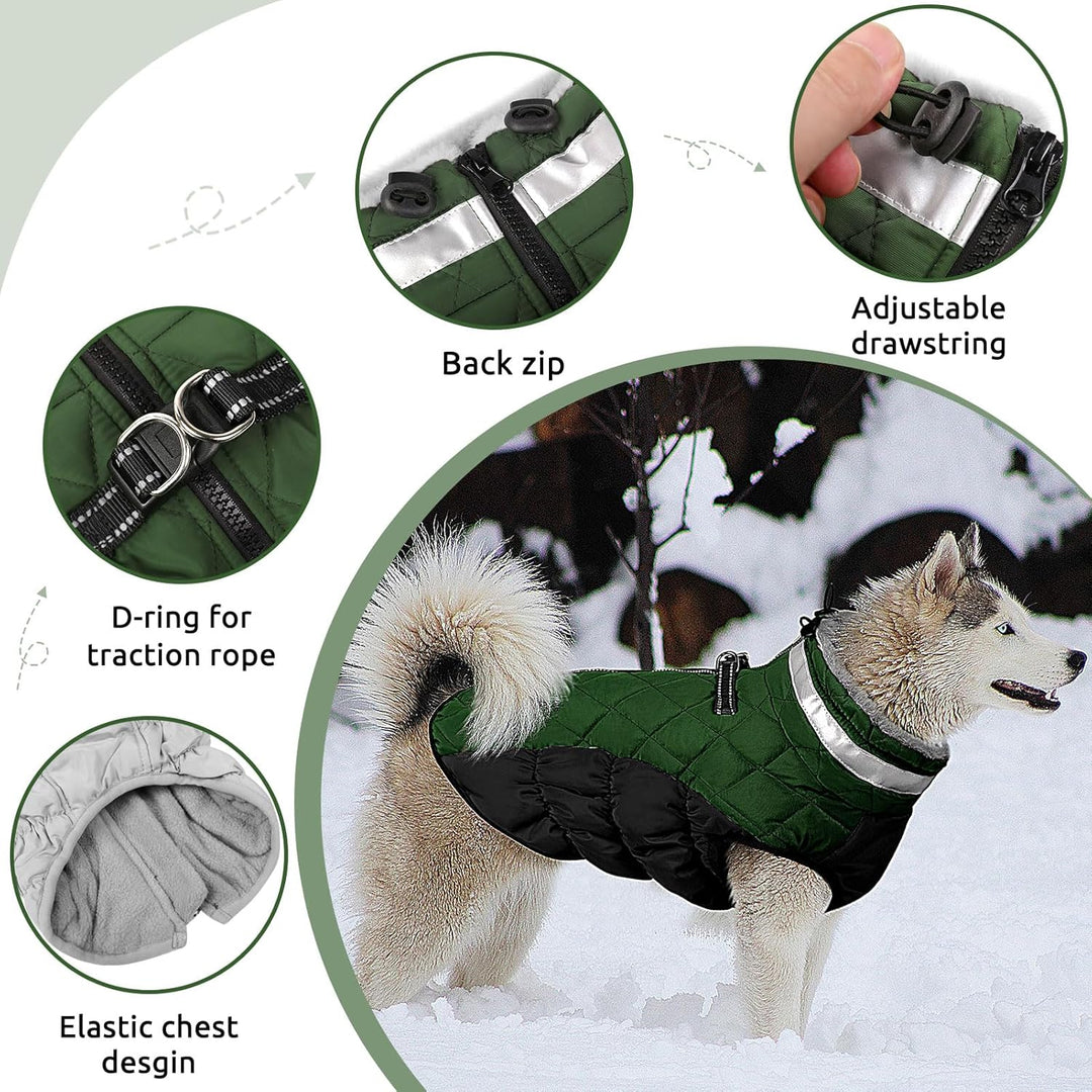 Hundemantel Winter,Hundemantel Grosse Hunde,Hundejacke mit Geschirr, Wasserdicht Wintermantel Hund m