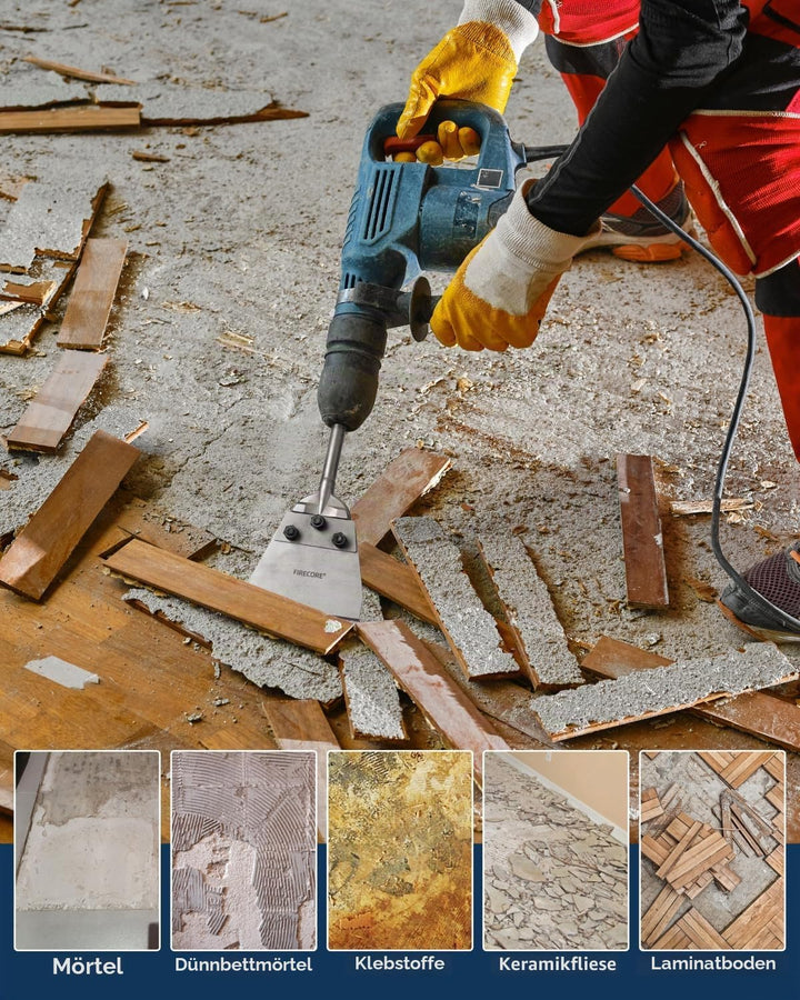 Firecore Bodenschaber SDS Max 320mm × 140mm, Spachtelmeissel für Böden, Linoleum, Vinylboden und Bet