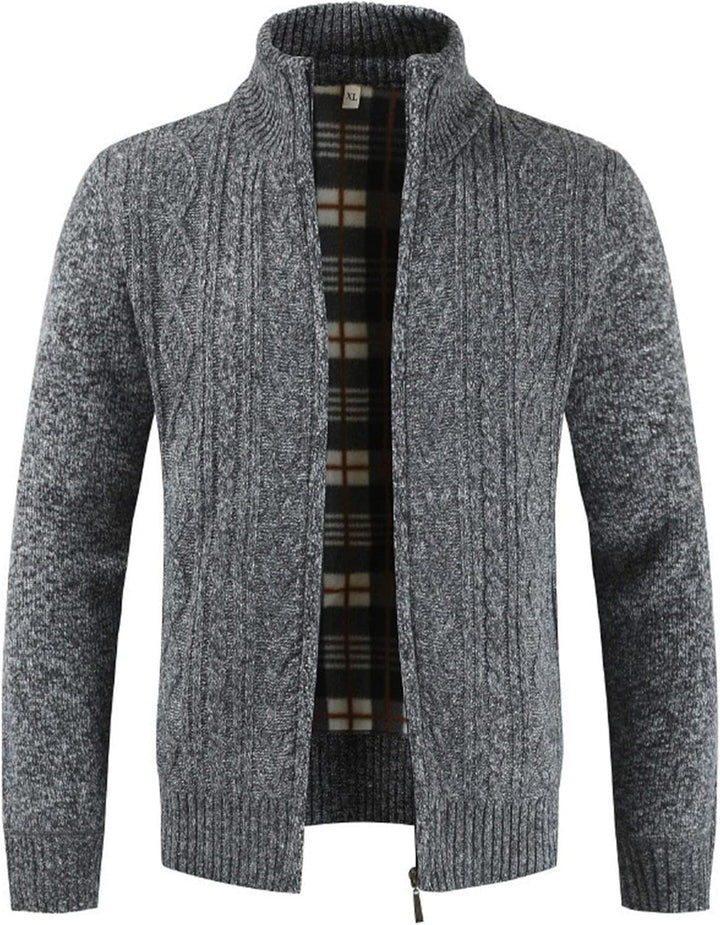 YAOHUOLE Strickjacke Herren Langarm Pullover Herren Langarm Cardigan Zopfmuster Grobstrick Strickjac