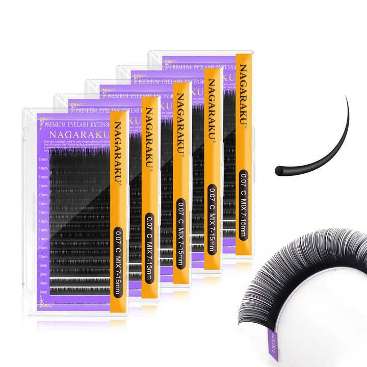 NAGARAKU 5 Kartons Einzelwimpern 1:1 Individuelle Wimpern Volumenwimpern Klassische Wimpernverlänger