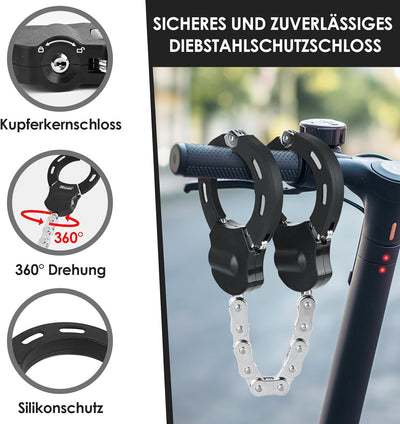 Pfloge® E Scooter Schloss, Handschellenschloss mit Wasserdichte Tasche 3L, Schloss für E Scooter mit