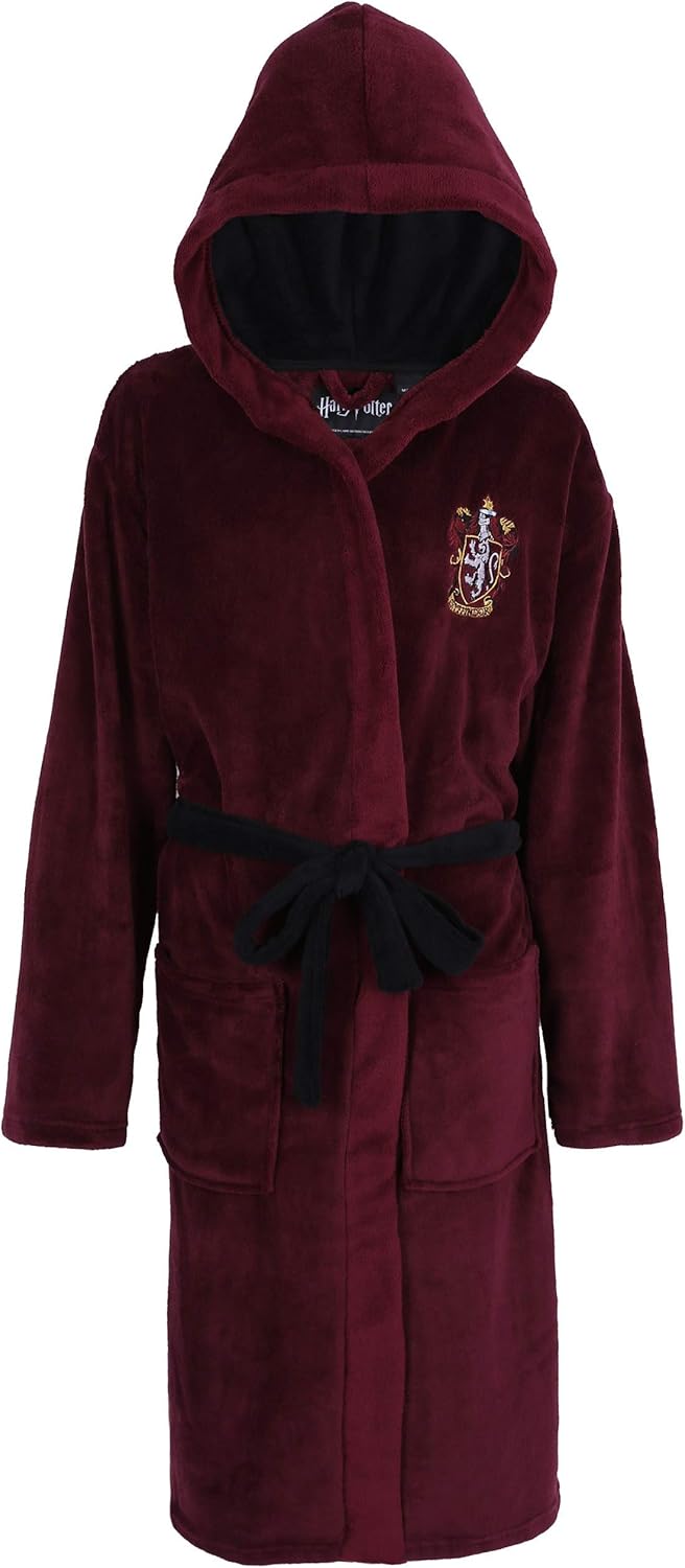 HARRY POTTER Hogwarts Bademantel/Morgenmantel, burgunderrot, für Herren S-M Rot, S-M Rot