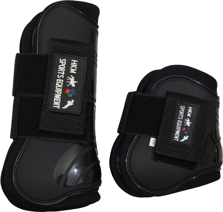 HKM 561240 Springgamaschen und Streichkappen, 4er Set Pony Schwarz/Schwarz, Pony Schwarz/Schwarz