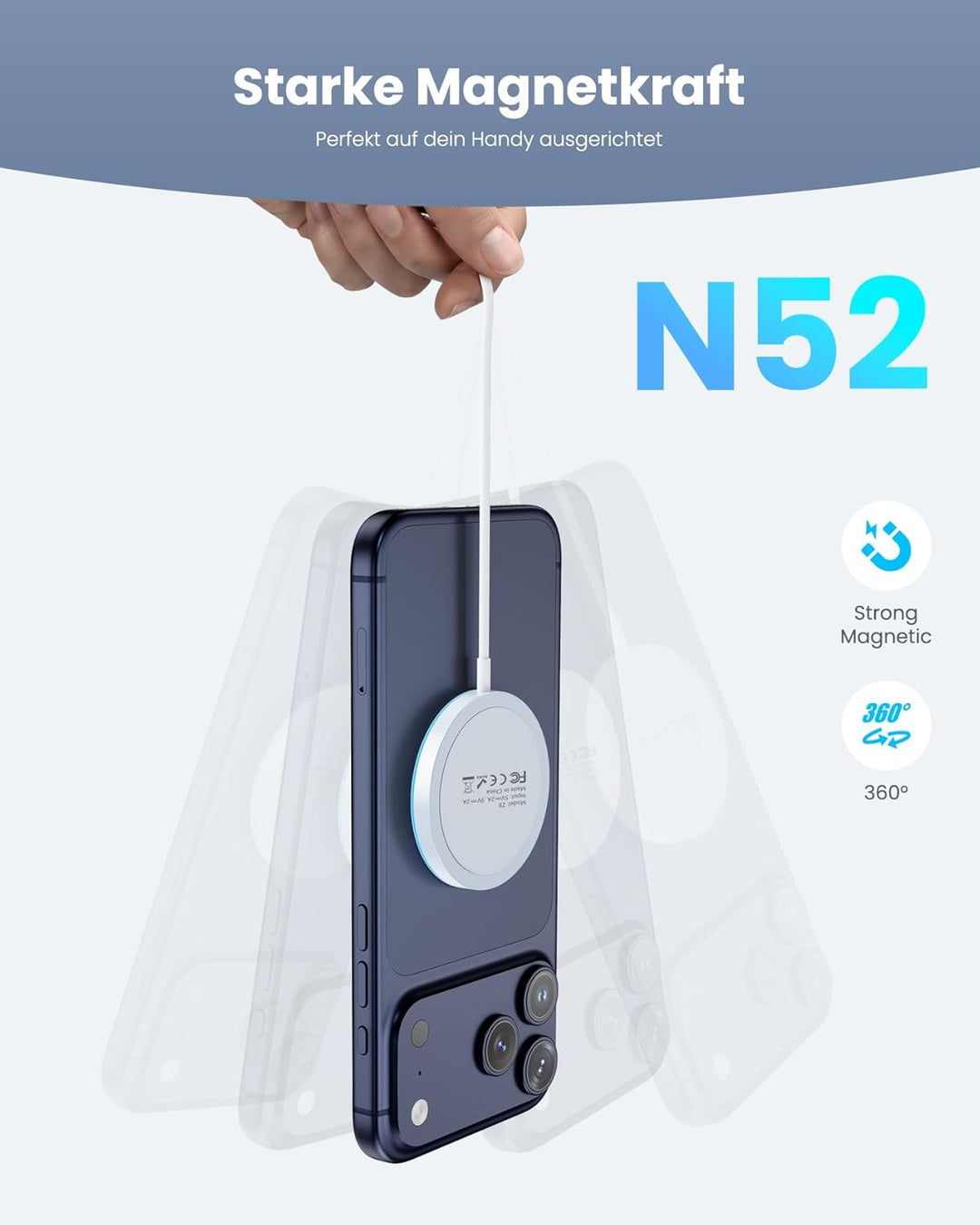 Mag-Safe Ladegerät iPhone mit 20W Schnelles Adapter, Wireless Charger induktive ladestation für iPho