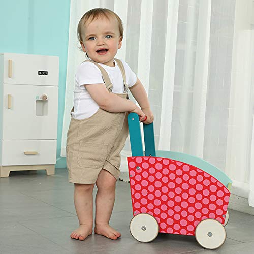 labebe - Lauflernwagen Holz Mädchen, Gehhilfe Baby Lauflernhilfe, Laufwagen Holz für Babys, Holz Pla