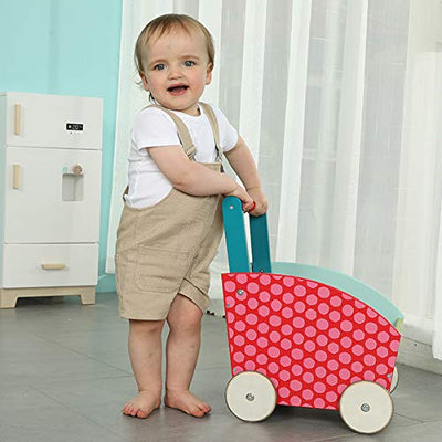 labebe - Lauflernwagen Holz Mädchen, Gehhilfe Baby Lauflernhilfe, Laufwagen Holz für Babys, Holz Pla