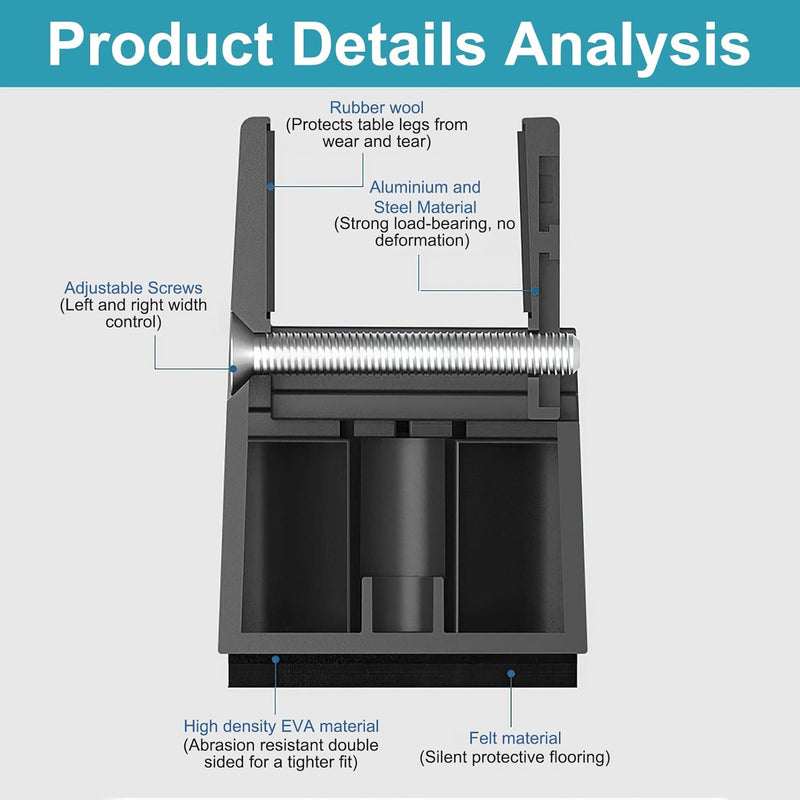 4Stück Möbelerhöhung 10cm, Verstellbare Tischerhöhung mit Schraubklemme Stuhlerhöhung Bett Erhöhung