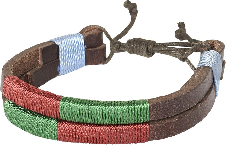 PELPE Argentinischer Ledergürtel mit passender Schnur und Lederarmband. Auf Leder gestickter Gürtel
