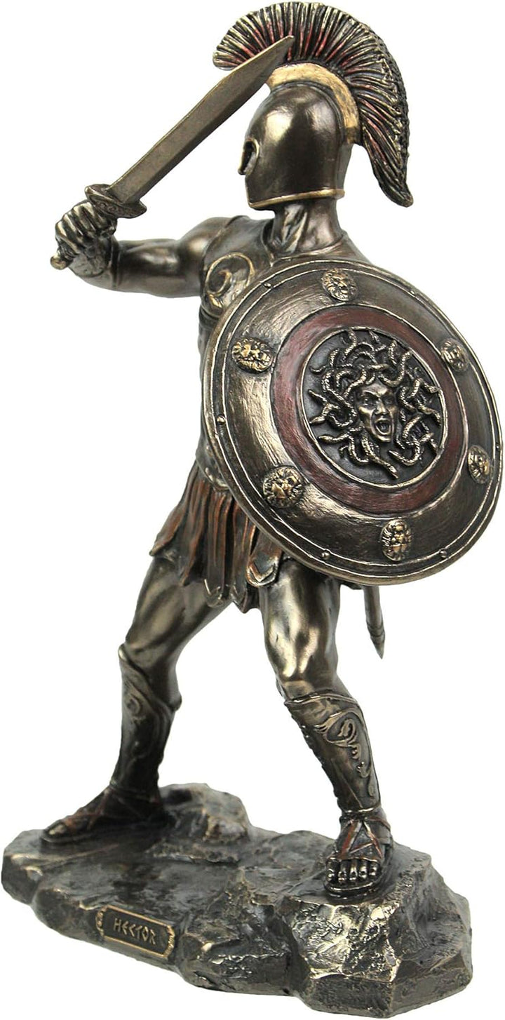 Veronese Design Statue, Hector of Troy Battle Stance, Kaltgussharz, Bronze-Finish, 24 cm, Heimdekora