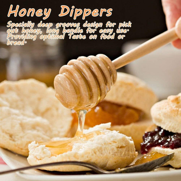 Fdit 50 Pcs/Satz Haushalt Holz Tragbare Mini Marmelade Honig Dipper Jar Dispensing Sammeln Rührstab