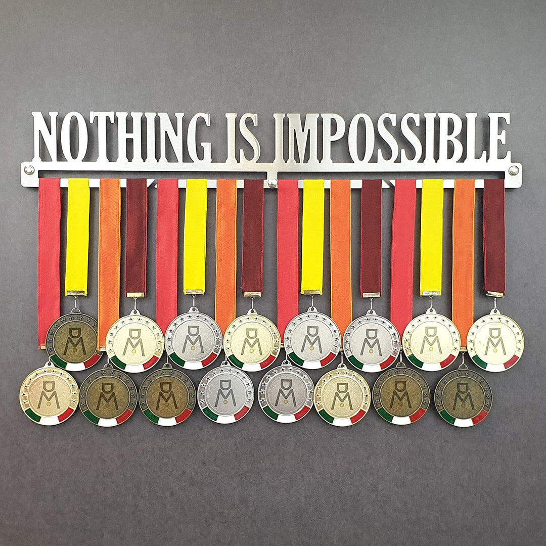 MEDALdisplay Nothing is Impossible - Medaillen Aufhänger - Wandhalterung für Medaillens Running, Mar