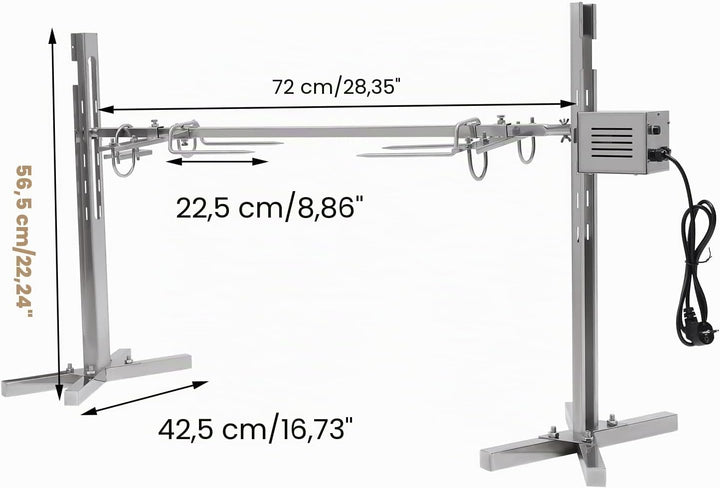 BBQ Grillspiess Set mit Motor 20W, Edelstahl Elektrischer Spanferkelgrill Drehspiess Rotisserie für