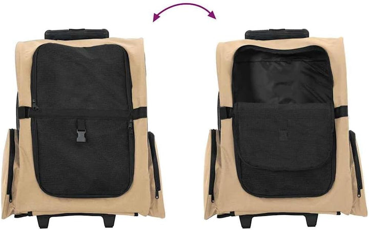 vidaXL Trolley für Haustiere 3-in-1 Sandfarbe 48x32x(57-106) cm cm Oxford-Gewebe, Sandfarbe
