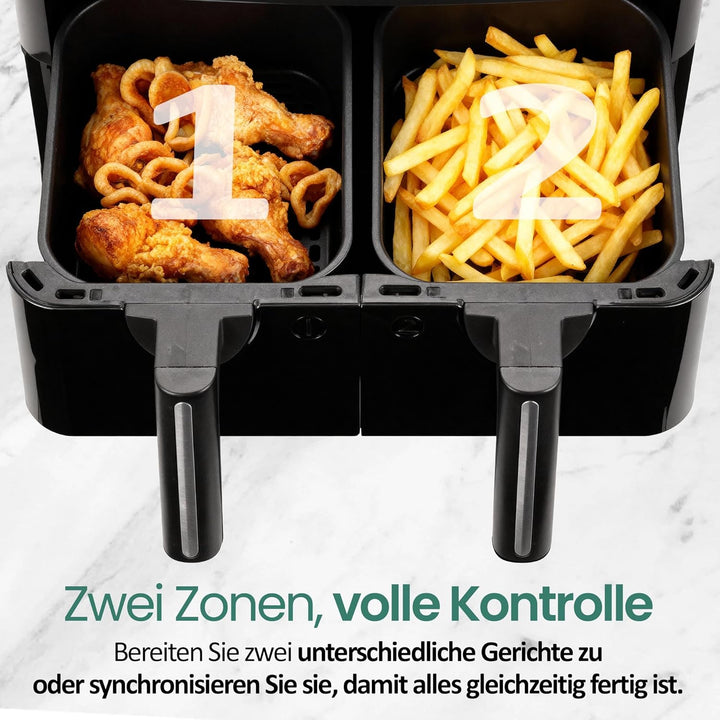 Emerio digitale DOPPEL Heissluftfritteuse AirFryer Frittieren mit heisser Luft ohne zusätzliches Öl