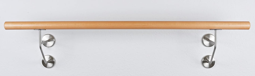 Ballettstange Holz Wandhalter Edelstahl Wandabstand 20cm Profiqualität Edelstahl gebürstet 2.4 Meter