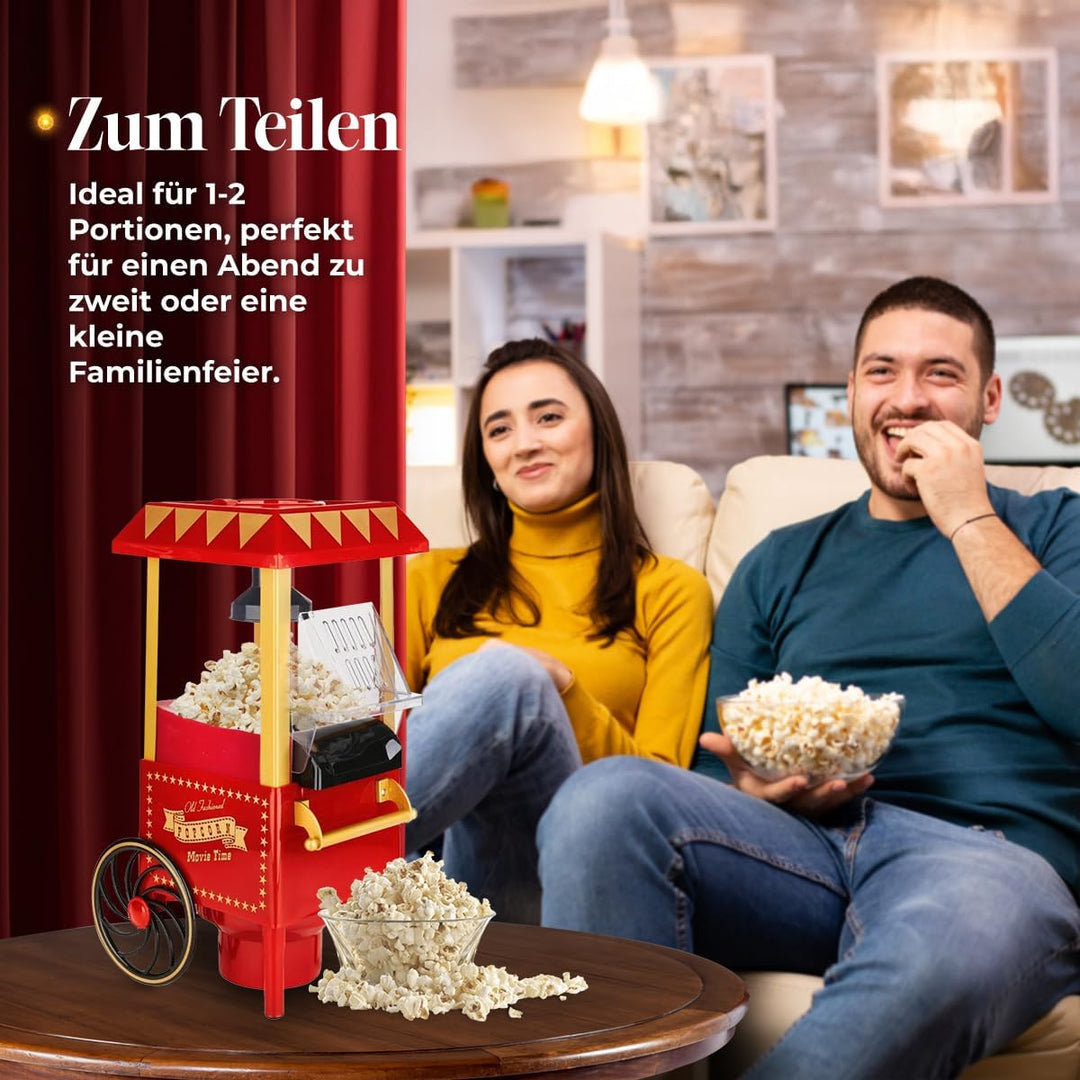 NK Retro Popcornmaschine, elektrisch, 1200 W, einfach zu bedienender Knopf, Zubereitung in 2 Minuten