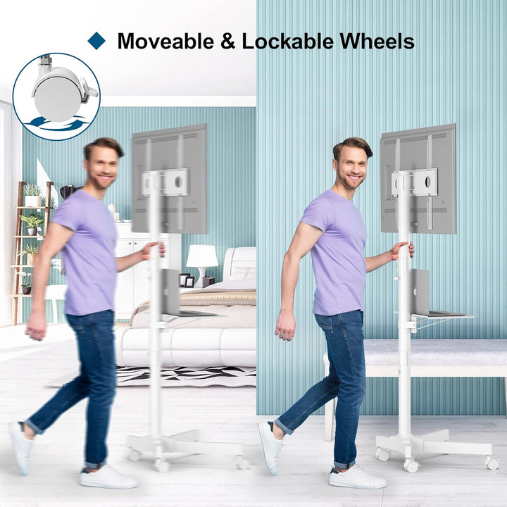 BONTEC Mobiler TV Ständer auf Rollen für 23-60 Zoll Plasma/LCD/LED Fernseher, Tragbarer TV Stand mit