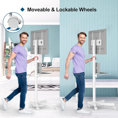 BONTEC Mobiler TV Ständer auf Rollen für 23-60 Zoll Plasma/LCD/LED Fernseher, Tragbarer TV Stand mit