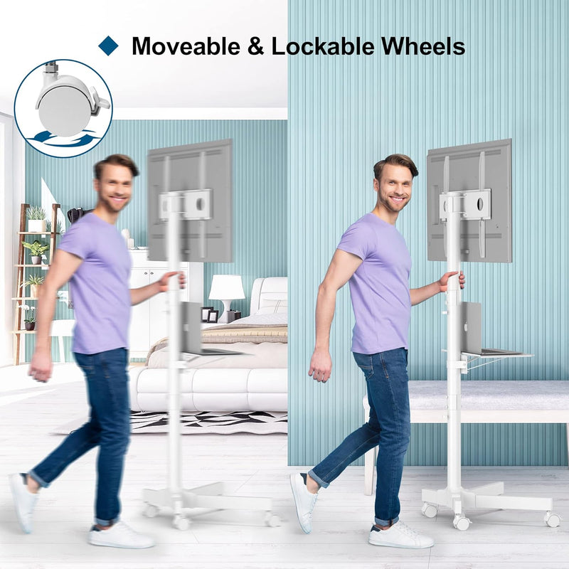 BONTEC Mobiler TV Ständer auf Rollen für 23-60 Zoll Plasma/LCD/LED Fernseher, Tragbarer TV Stand mit