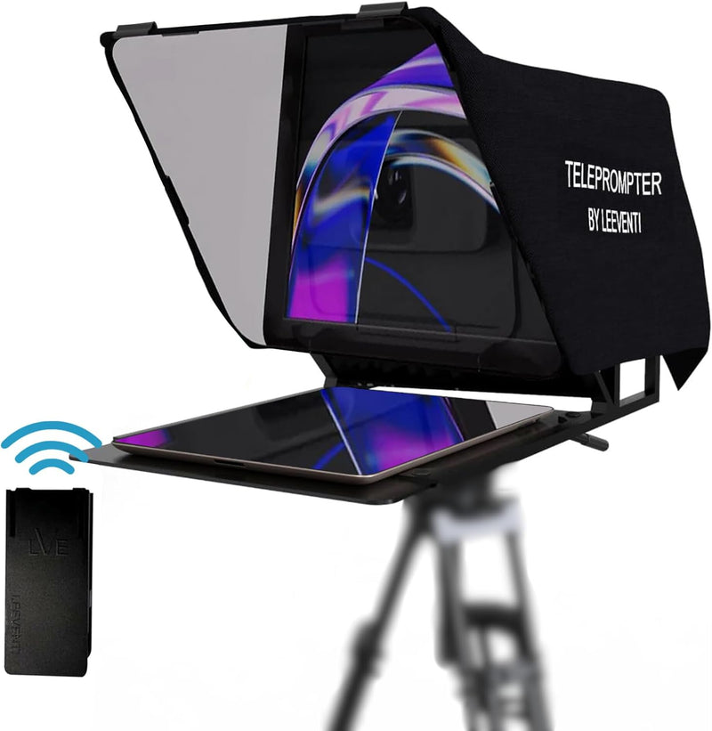 Leeventi Teleprompter 4.0 I Kompatibel mit iPhone, iPad, Android Smartphones, Foto- oder Videokamera