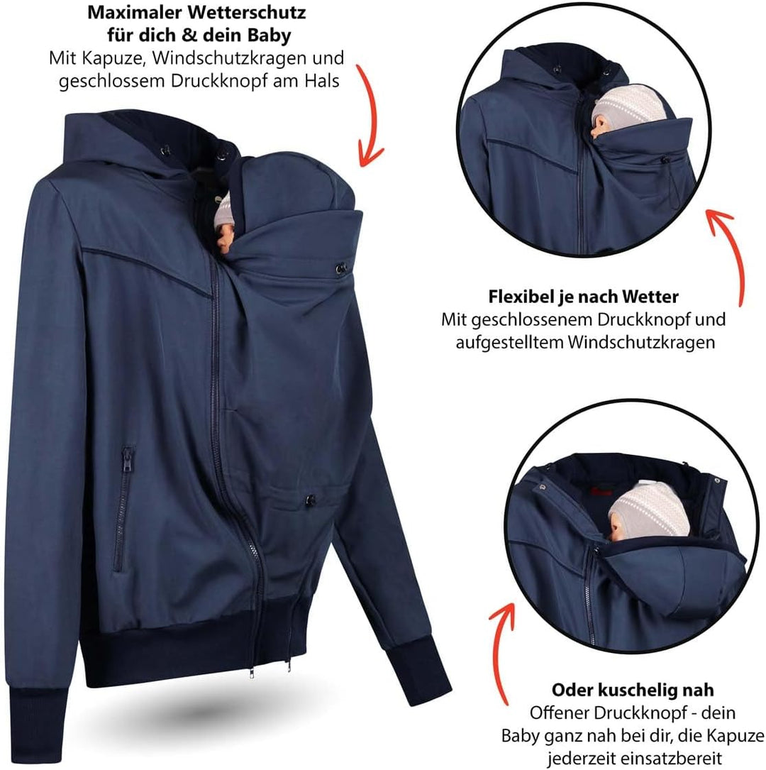 Viva la Mama - Männerjacke zum Babytragen aus Softshell - Explorer S Marineblau, S Marineblau