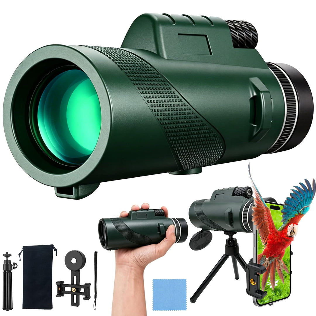 BIBIRE 40x60 Monokular-Fernrohr für Erwachsene, hochvergrössernd | Monokular mit Smartphone-Adapter