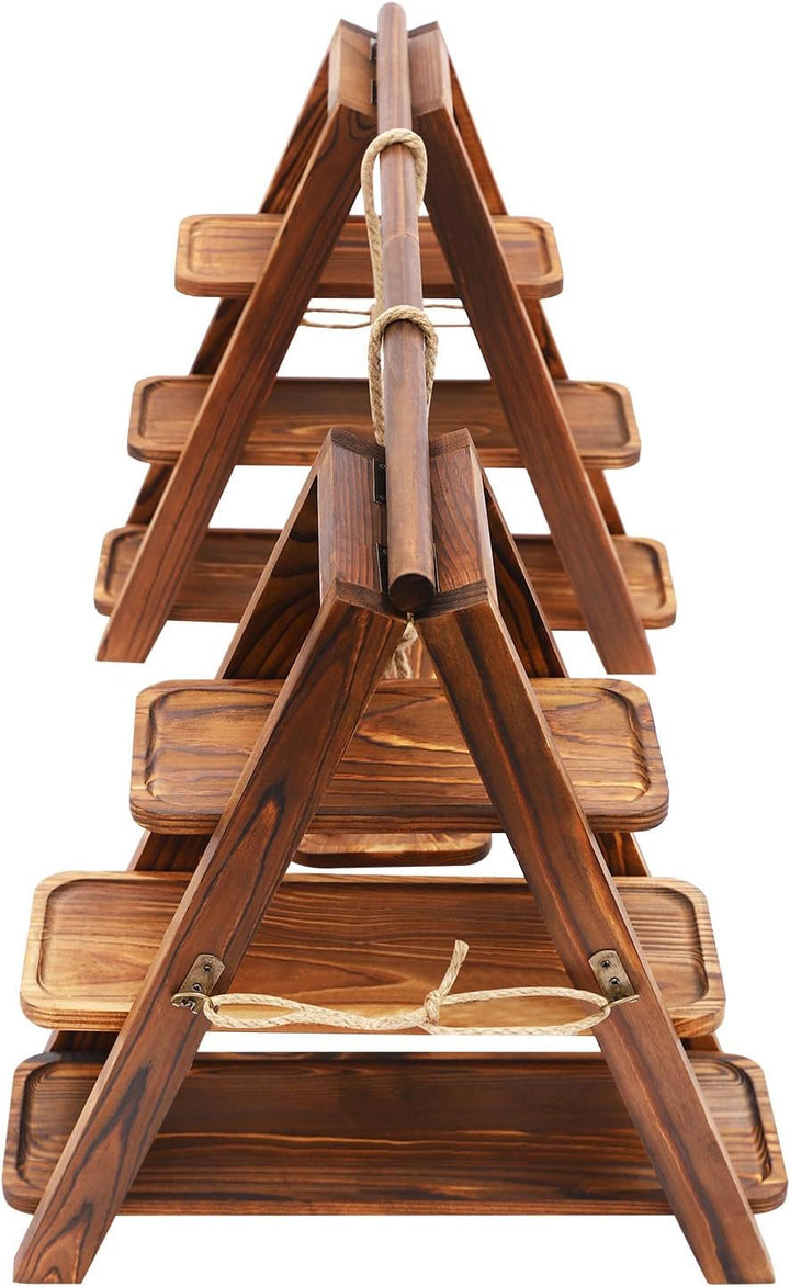 Etagere Holz 3 Etagen Massivholz Cupcake ständer kuchenständer 6kg | Massivholz Holzkohle, 3 Etagen