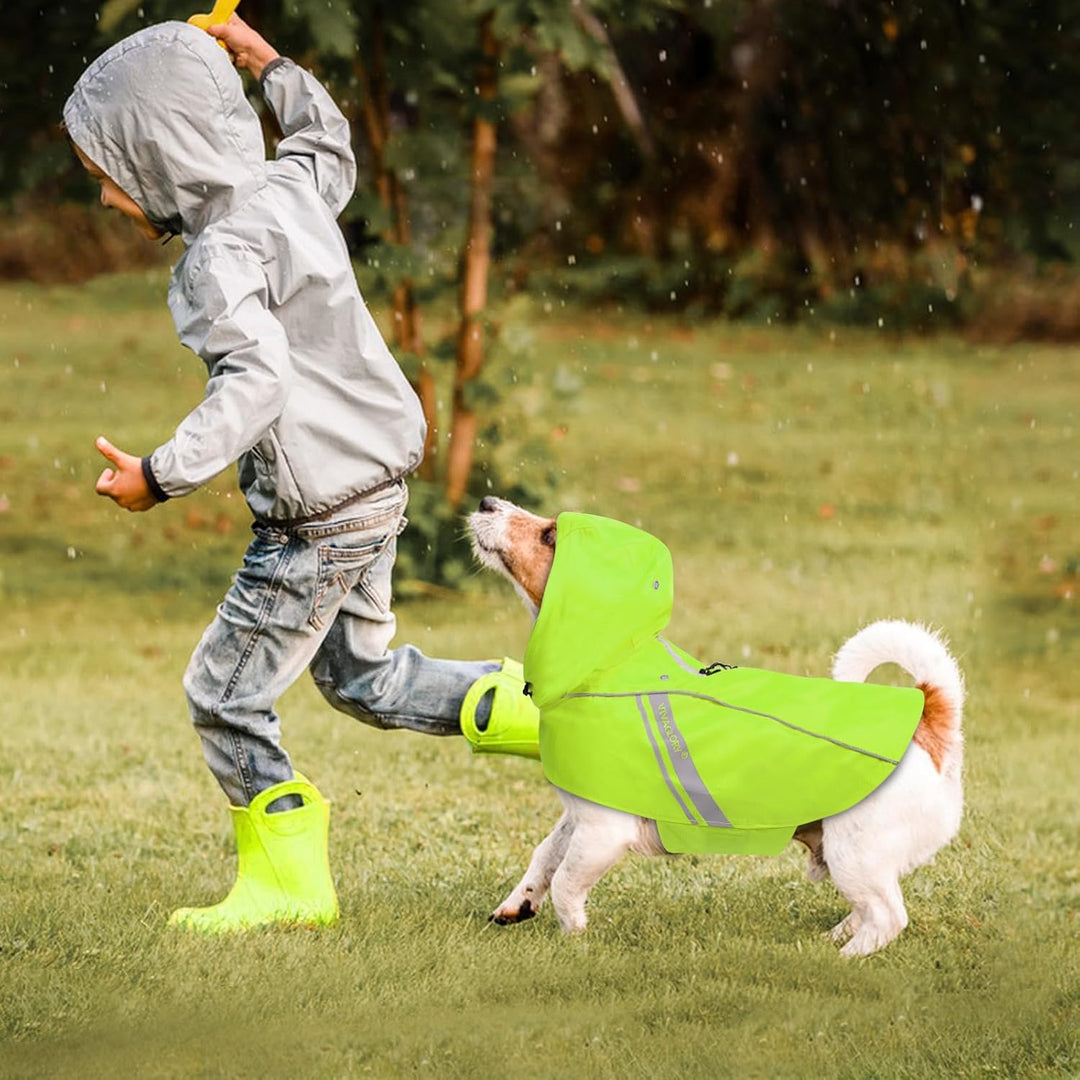 VIVAGLORY Hunderegenmantel für grosse Hunde, leicht an- und ausziehbare Regenbekleidung, reflektiere