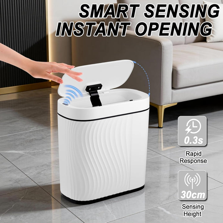 Automatischer Badezimmer Mülleimer mit Sensor, 8L Schlanker Elektrischer Abfalleimer mit Soft-Close