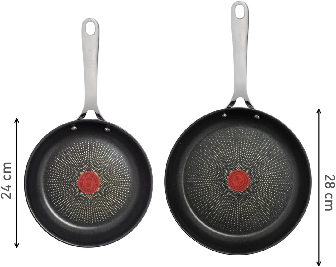 Tefal Jamie Oliver Cook's Direct On Pfannenset 24/28 cm, Bratpfanne Induktion, Antihaft, backofenfes