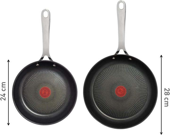 Tefal Jamie Oliver Cook's Direct On Pfannenset 24/28 cm, Bratpfanne Induktion, Antihaft, backofenfes