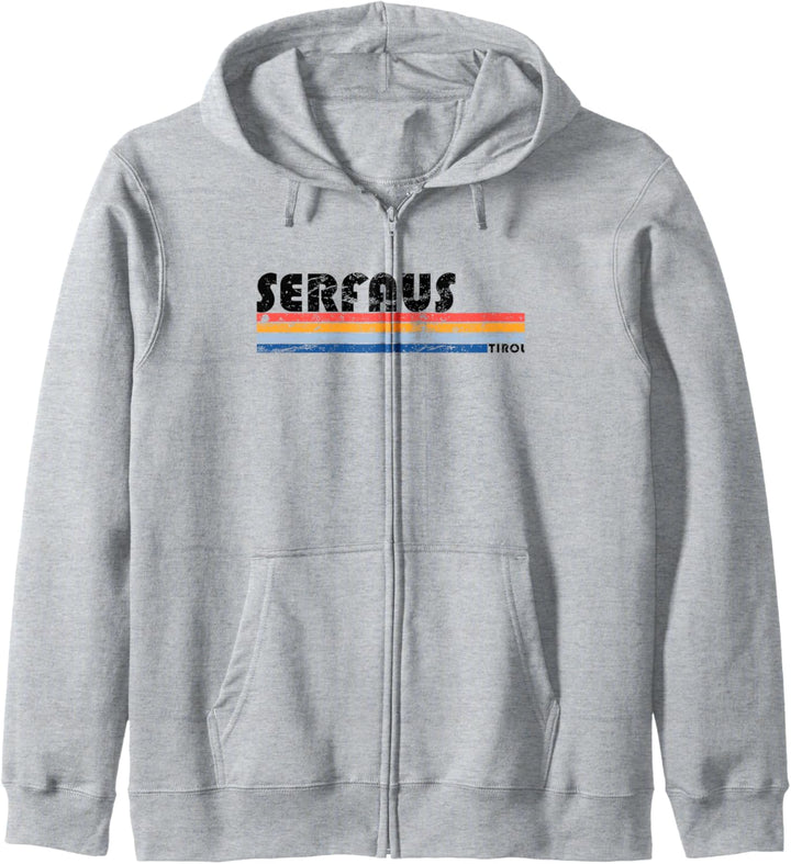 Serfaus Fiss Ladis Tirol Vintage Streifen Kapuzenjacke