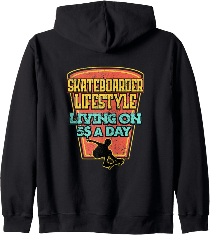 Skateboarder Live on 5 Skateboard Waveboard Longboard Skater Kapuzenjacke